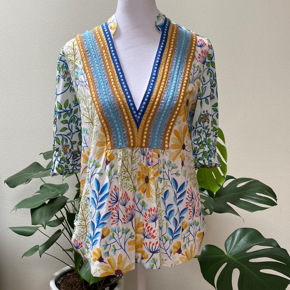 Bl-nk at ANTHROPOLOGY Boho Stephanie Garden Top Petite XS NWT